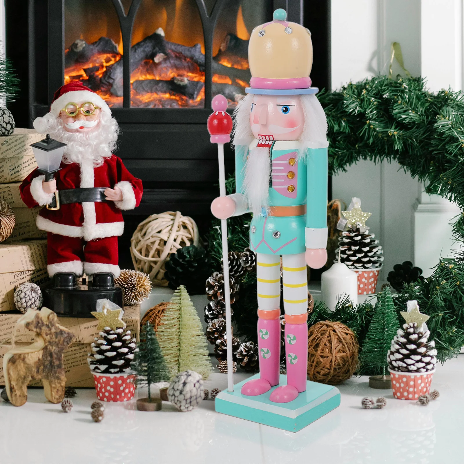 

Christmas Nutcracker Figure Wooden Desktop Statue Holiday Party Decor Xmas Home Office Display Nutcracker Decorations