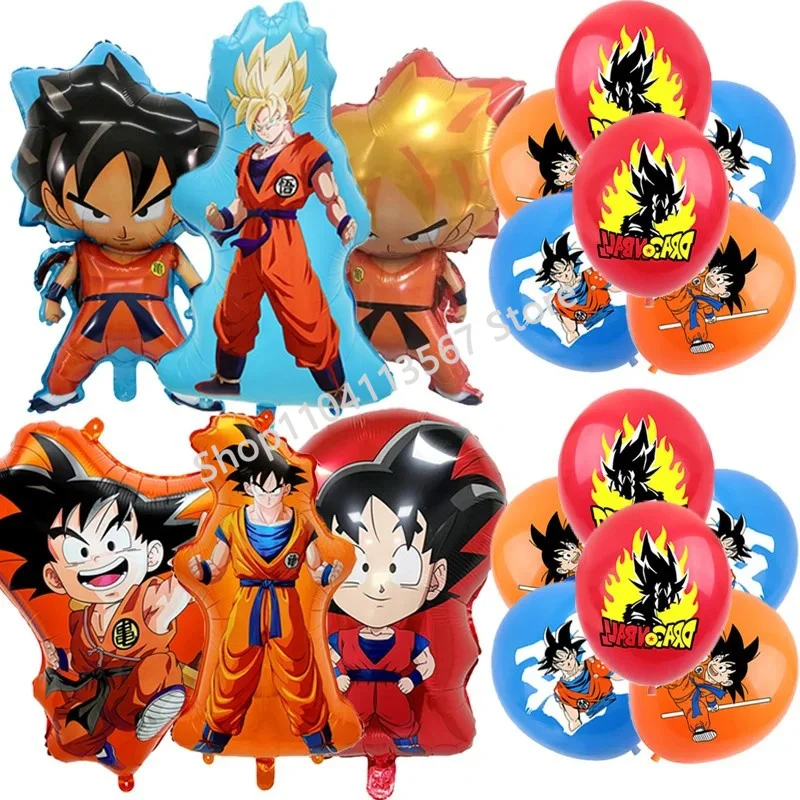 Anime Dragon Ball Z Geburtstagsparty-Dekorationen Maskottchen Goku Themenparty Tischgeschirr Pappbecher Ballon-Set Deko-Zubehör für Kinder Jungen