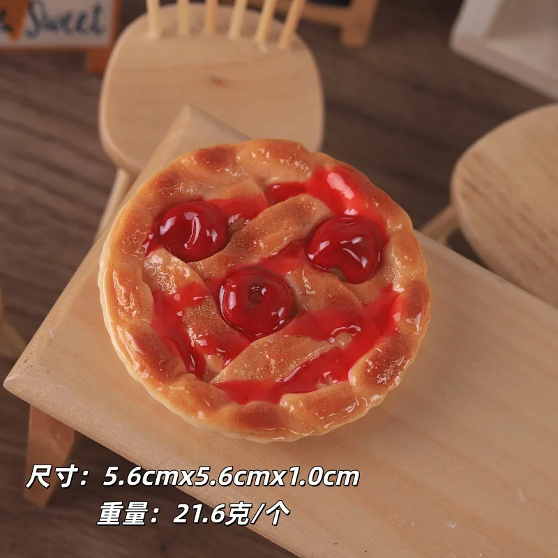 Mini Pizza Cherry Pie Resin Pizza Models Miniature Food Dessert Accessories DIY Baking Scene Props Dollhouse Desktop Decoration