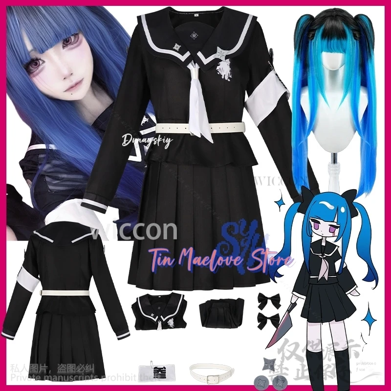 

Anime Game The Hundred Japanese Jirai Kei Girls Amemiya Darumi Cosplay Goth School Uniform Black Mini Dress Jsk Lolita Halloween