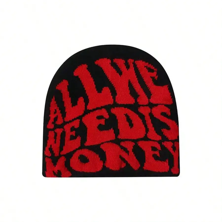 

Letter Jacquard Punk Beanie, Winter Versatile Hip-Hop Warm Hat