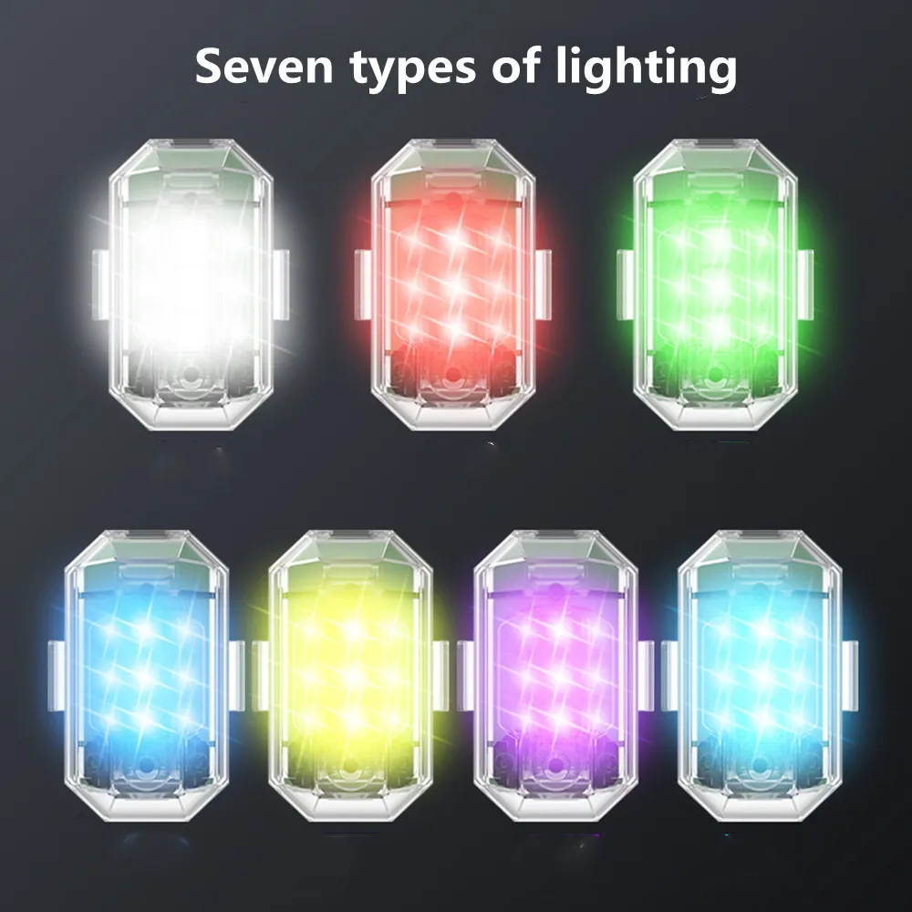 7 Colors Mini Strobe Light Waterproof, LED Anti-collision Warning Signal Lamp for Car Bike Motorcycle
