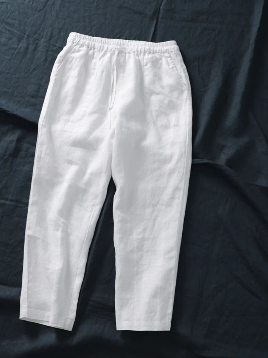 

Новые летние женские свободные утягивающие повседневные брюки из хлопка и льна с высокой талией, прямые брюки, удобные дышащие, модные для поездок на работу...