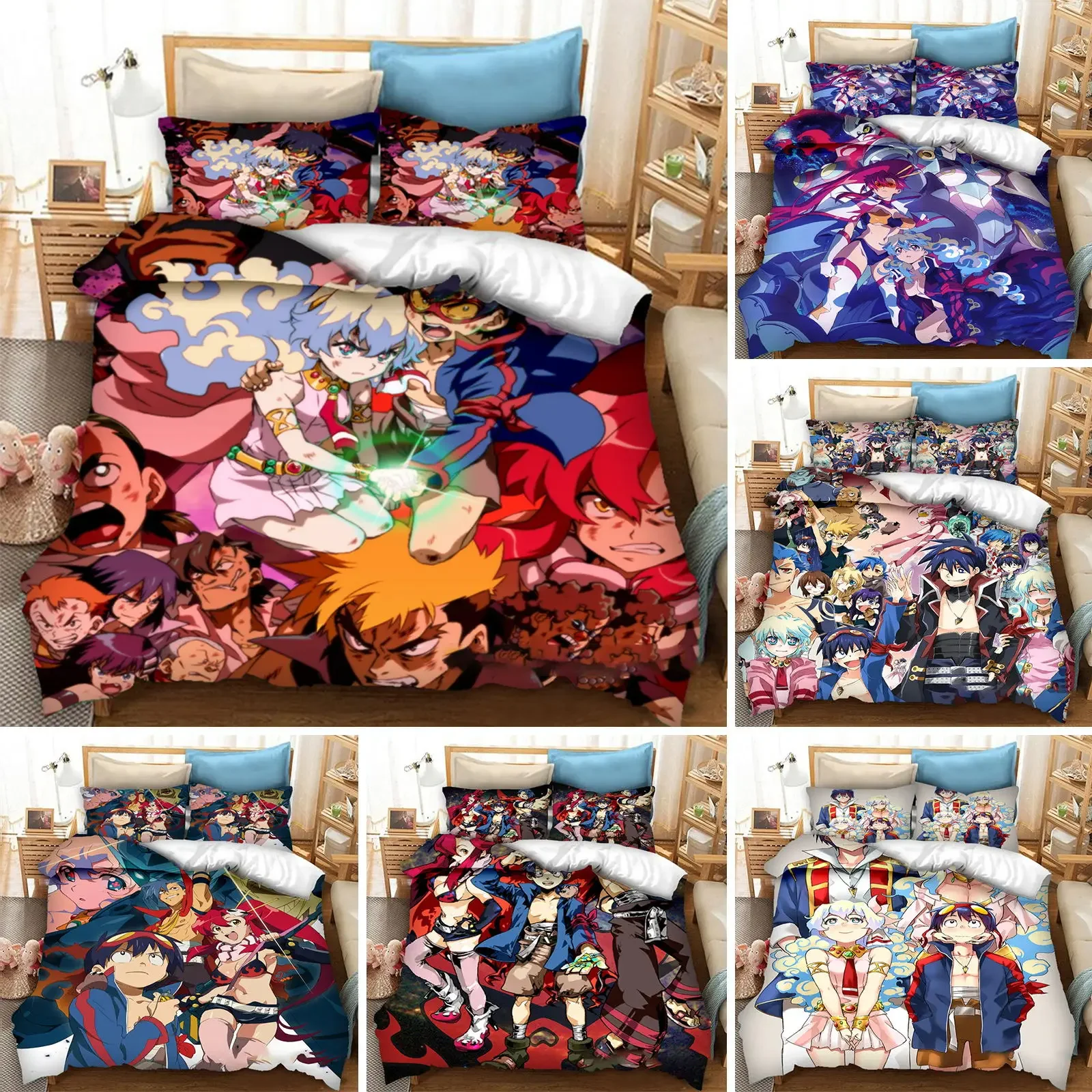 

3D Printed Tengen Toppa Gurren Lagann Duvet Cover Anime Bedding Set Double Twin Full Queen King Adult Kid Bedclothes Quilt Cover