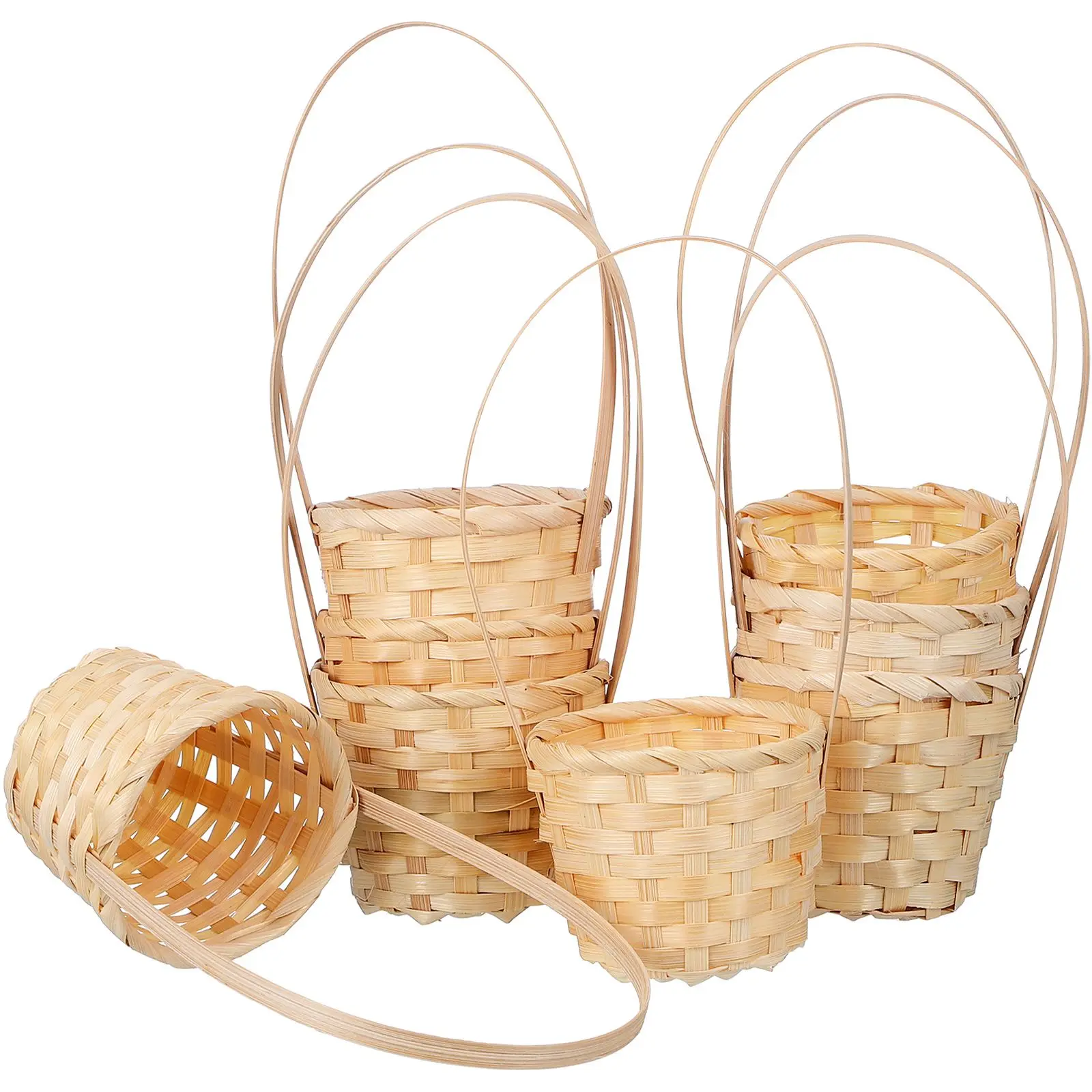

8 Pcs Woven Basket Mini Food Toys Picnic Storage Box Bamboo Kids Child Miniature Flower Baskets Candy