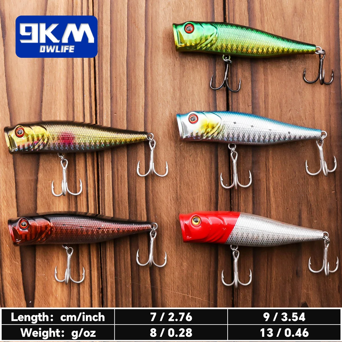 Popper Fishing Lures Saltwater 7~9cm Striper Pike Salmon Lures Bass Topwater Fishing Lure Popper Fishing Plugs with Treble Hooks