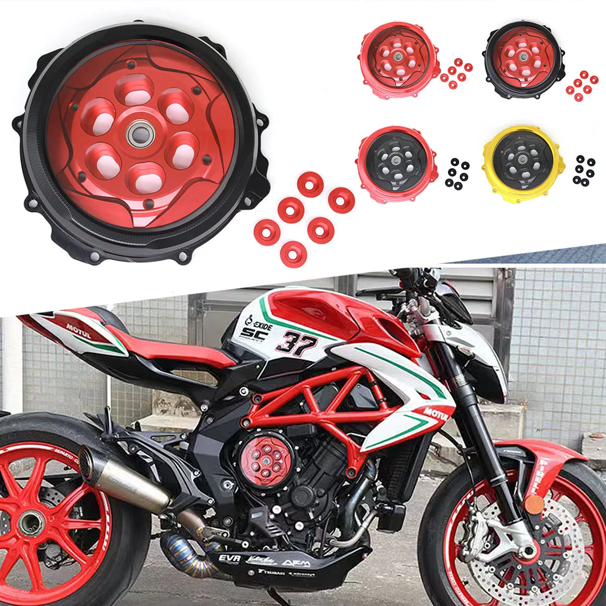 

Semspeed For MV Agusta Brutale 800 Rosso Dragster 800 Rosso Turismo Veloce 800 Lusso Clear Clutch Cover Engine Guard Protection