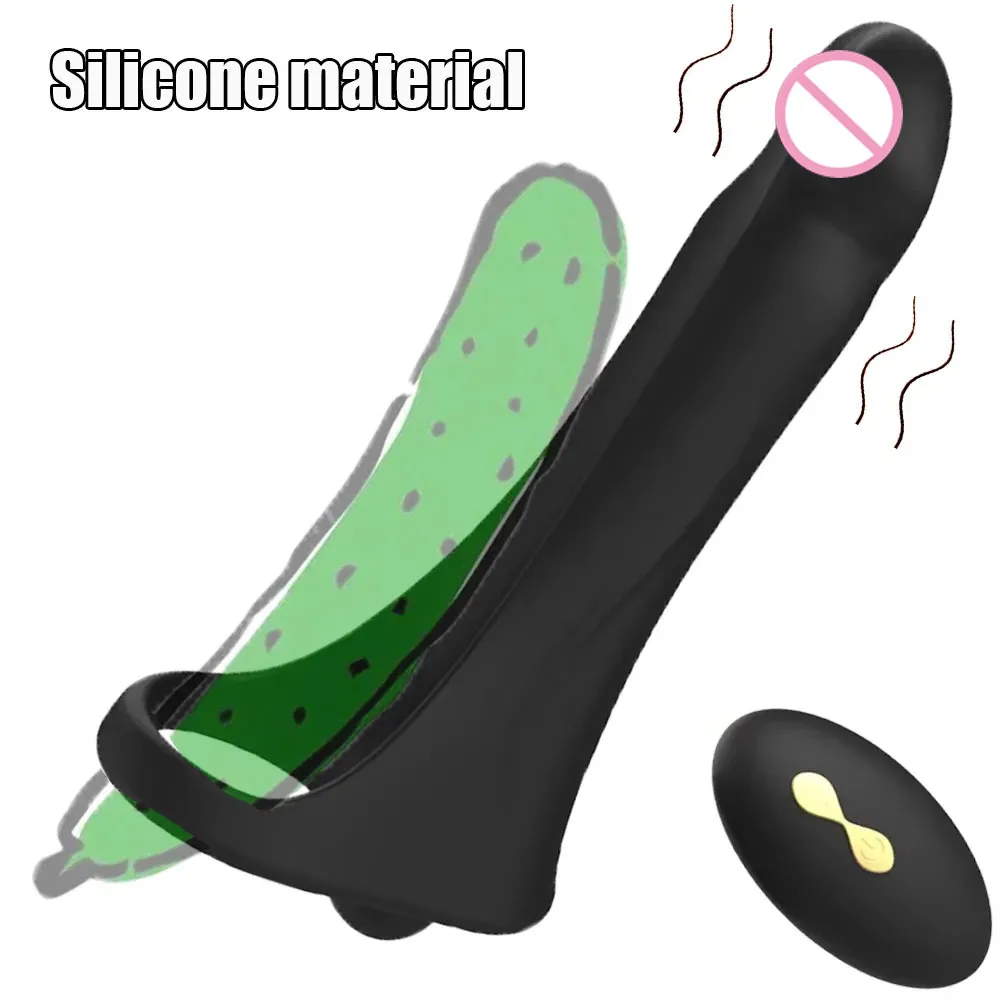 Silicone Strapless Strap on Dildo Vibrator for Men Double Ended Wearable Prostate Massager with Remote Control Anal Pegging Toy
