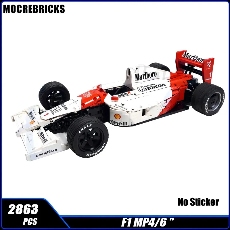 New Creative Sports Car Star Movie1:8 Scale MP4/6 Detachable Racing Vehicle MOC Building Block  F1 Assembly Model Kids Brick Toy