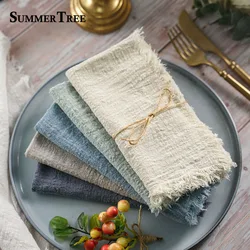 20PCS Napkins 41x41CM Cotton Cloth Gauze Retro Burr Rustic Kitchen Tea Towel Wedding Party Dinner Christmas Napkin Table Decor