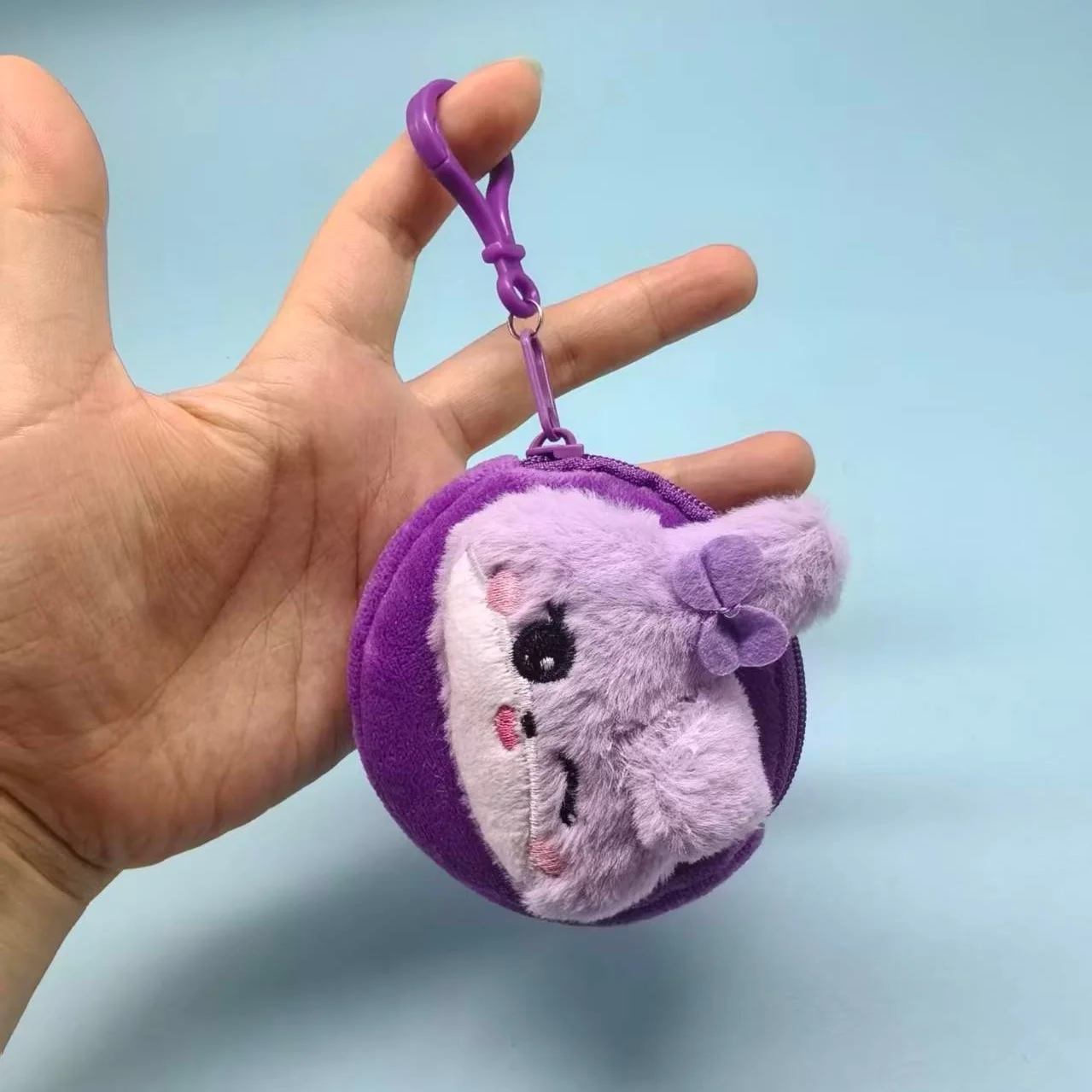 Kawaii Kpop Bowknot Duck Cat Rabbit Bear Plush Mini Zipper Wallet Keychain Animal Coin Purse Backpack Pendant Decor Fans Gift view 3