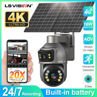 LS VISION 24/7 Video Recording 4G Solar Camera AOV Dual Screens Outdoor 20X Optical Zoom 20W Panel CCTV Waterproof IP Cam ICSee