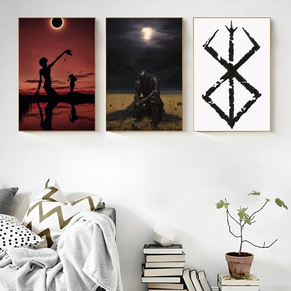 1PC Berserk Poster Self-adhesive Art Waterproof Paper Sticker Coffee House Bar Room Wall Decor