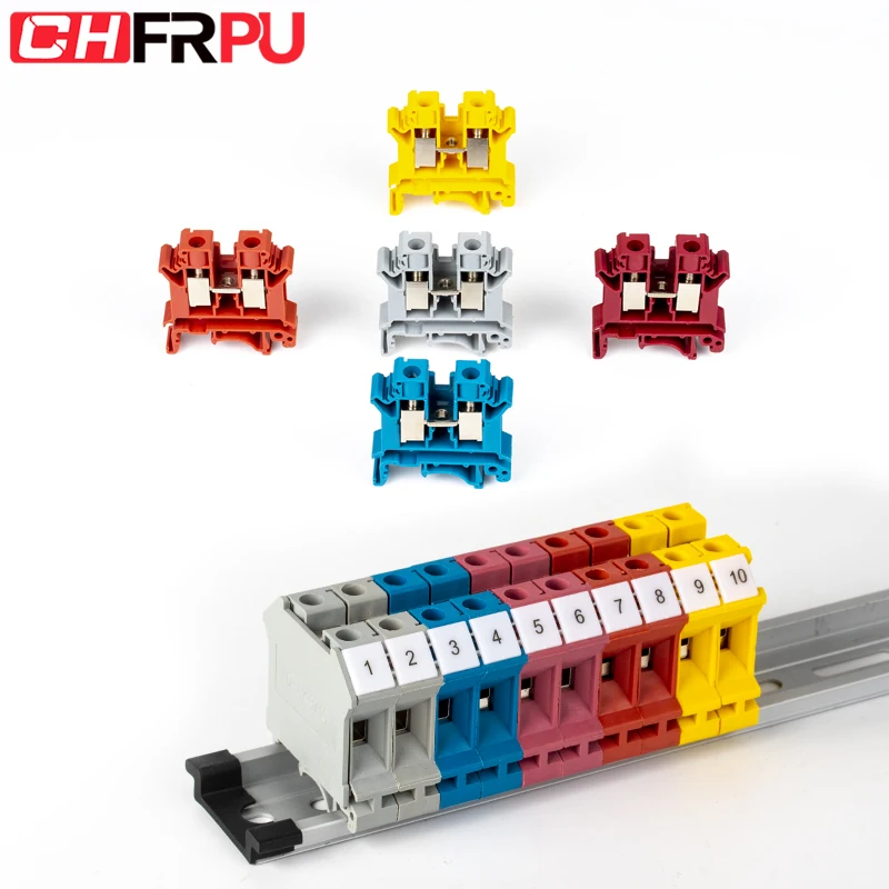 10 Stück CHFRPU Schienenmontierter UK10N-Spannungsflammhemmender Klemmenblock 0,5–10 mm2 8–20 AWG Klemmenblock Schnellklemmenblock