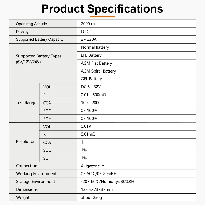BT10 Car Battery Tester 6V 12V 24V Automotive Diagnostic Tool Voltage Internal Resistance CCA SOC SOH Analyzer For Vehicle Repai