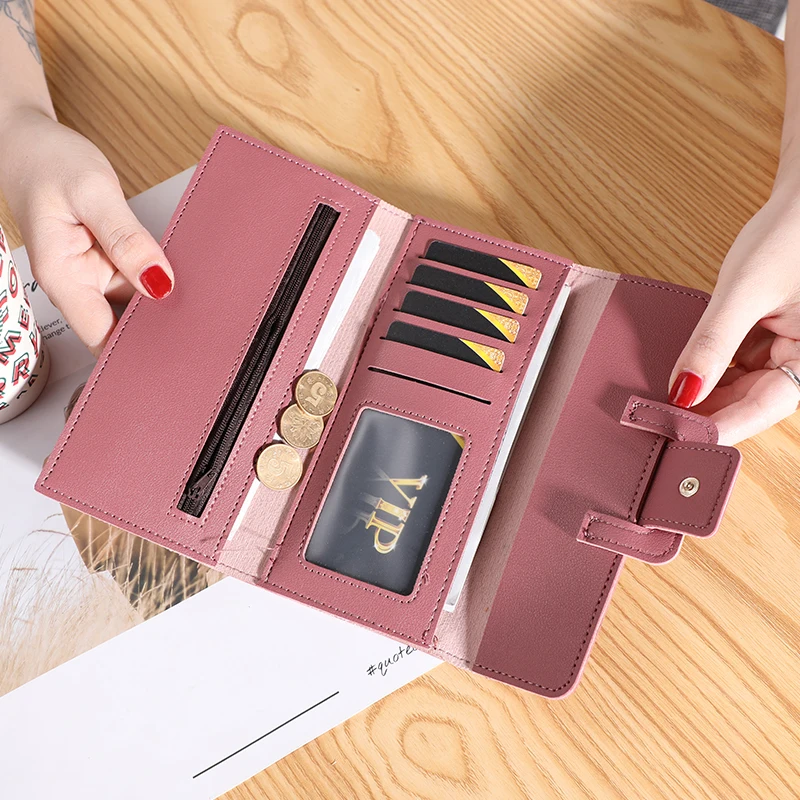 Women\'s Wallet Long Card Holder Tri-fold Flip Cover Korean Style Student Change Bit Multifunctional Wallet
