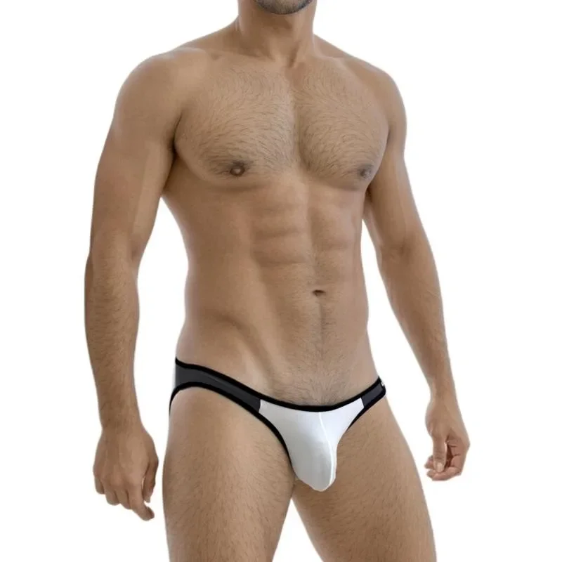 Ropa interior Sexy para hombre, calzoncillos de seda fina, transpirable, convexo en U, de cintura baja, 2 piezas, 2 piezas