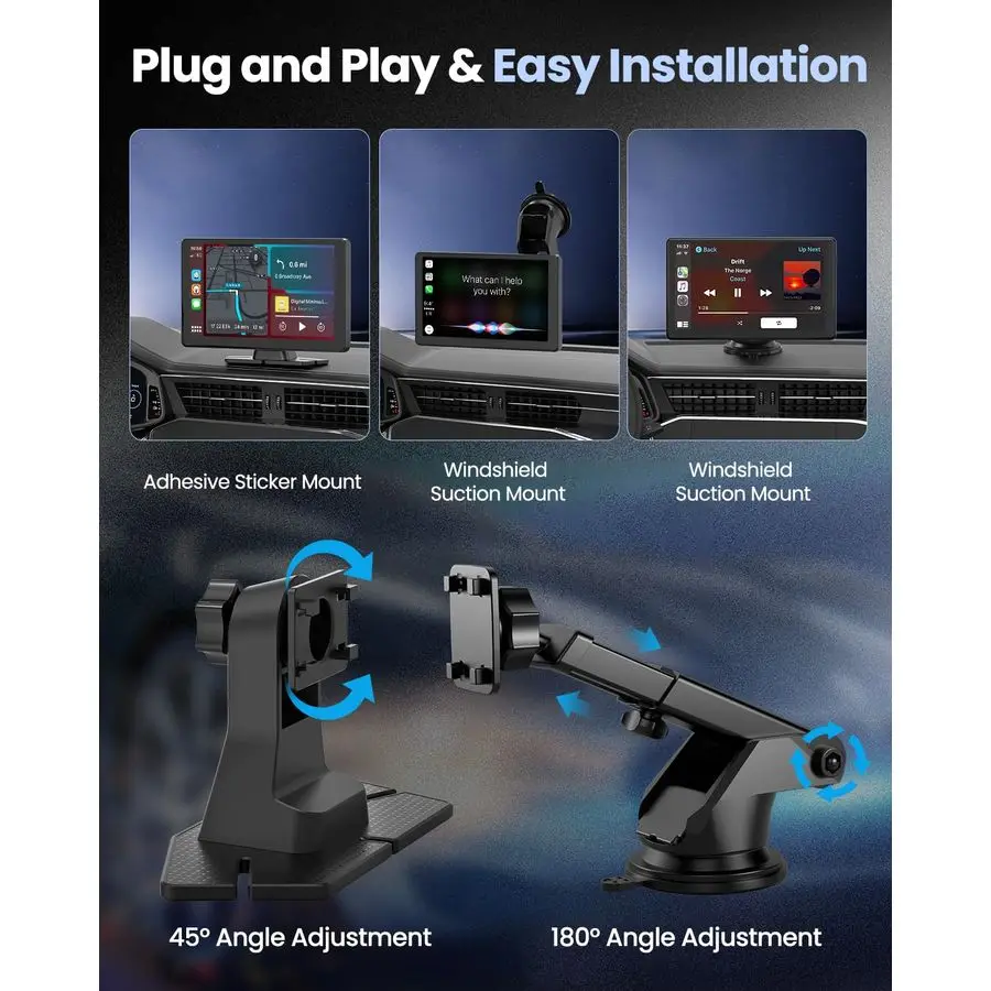 شاشة Carplay لكاميرا Dash 5K للسيارة، 9 أجهزة استقبال صوت CarPlay amp Android Auto مع كاميرا احتياطية 1080p، بلوتوث