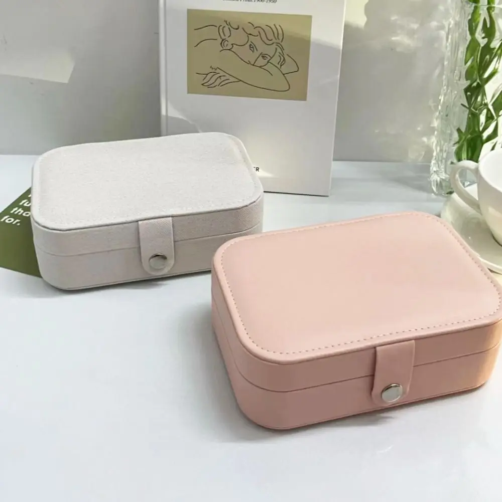 

Simple Vintage Jewelry Storage Box Mini Square Necklace Ring Case Jewelry Display Case PU Leather Earring Organizer Travel