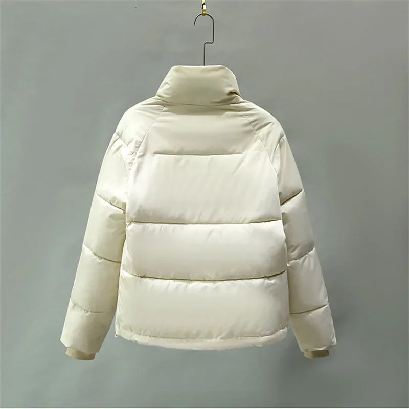 2025 Autumn Winter Overcoat Cotton-padded Coat Women Stand-up Collar Parka Short Jacket Student Thicken Warm Tops Loose Coats 3