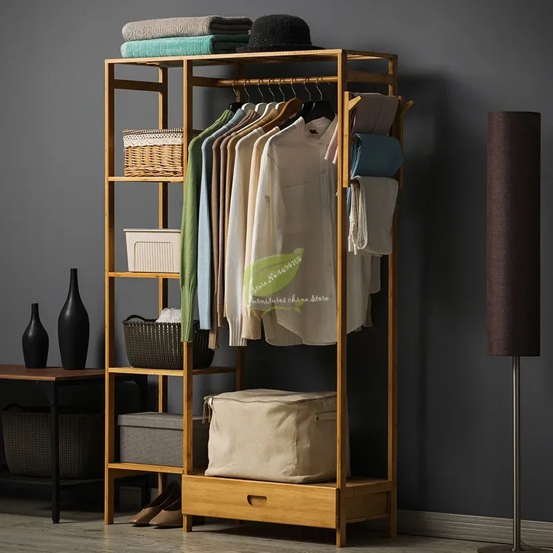 Extra Large Wardrobe Modern Multifunction Storage Rack Floor Shoe Rack with Coat Hanger  Home Furniture Organizer