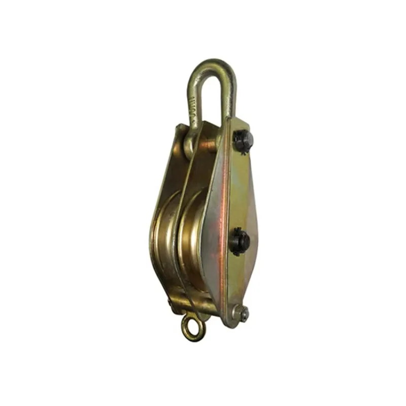 Two-wheel power pulley block with hook type wire rope grab hook pulley