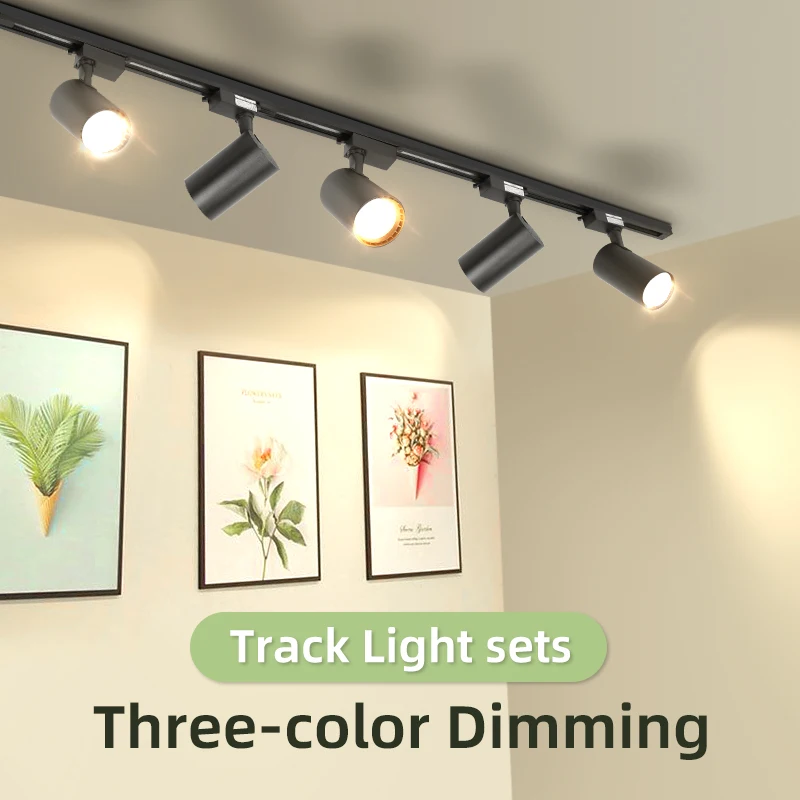

Dimmable Track Light Spot Led Track Light Sets 3 Colors Memory Rail Lamp Fixture for Living Room Kitchen COB Spotlight Lighting