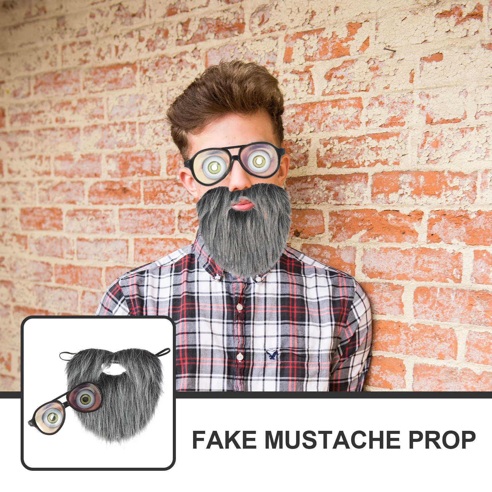 1 set Baffi finti Barba cosplay con occhiali Puntelli realistici per feste in costume artificiale per la celebrazione del travestimento di Halloween