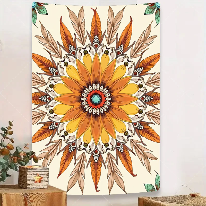 

1pc Wall Tapestry Boho Mandala Sunflower Tapestry for Wall Decor, Bohemian Style Home Art