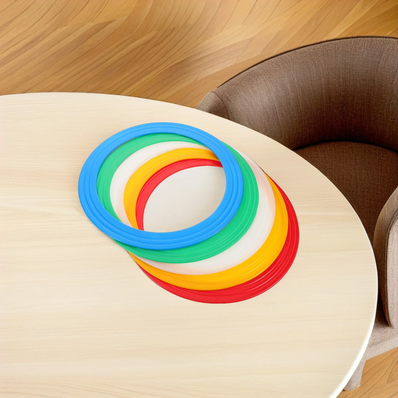 

5Pcs Juggling Rings Acrobatic Hand Rings Plastic Lightweight Circus Props for Stage Tricks Party Entertainment and Juggling