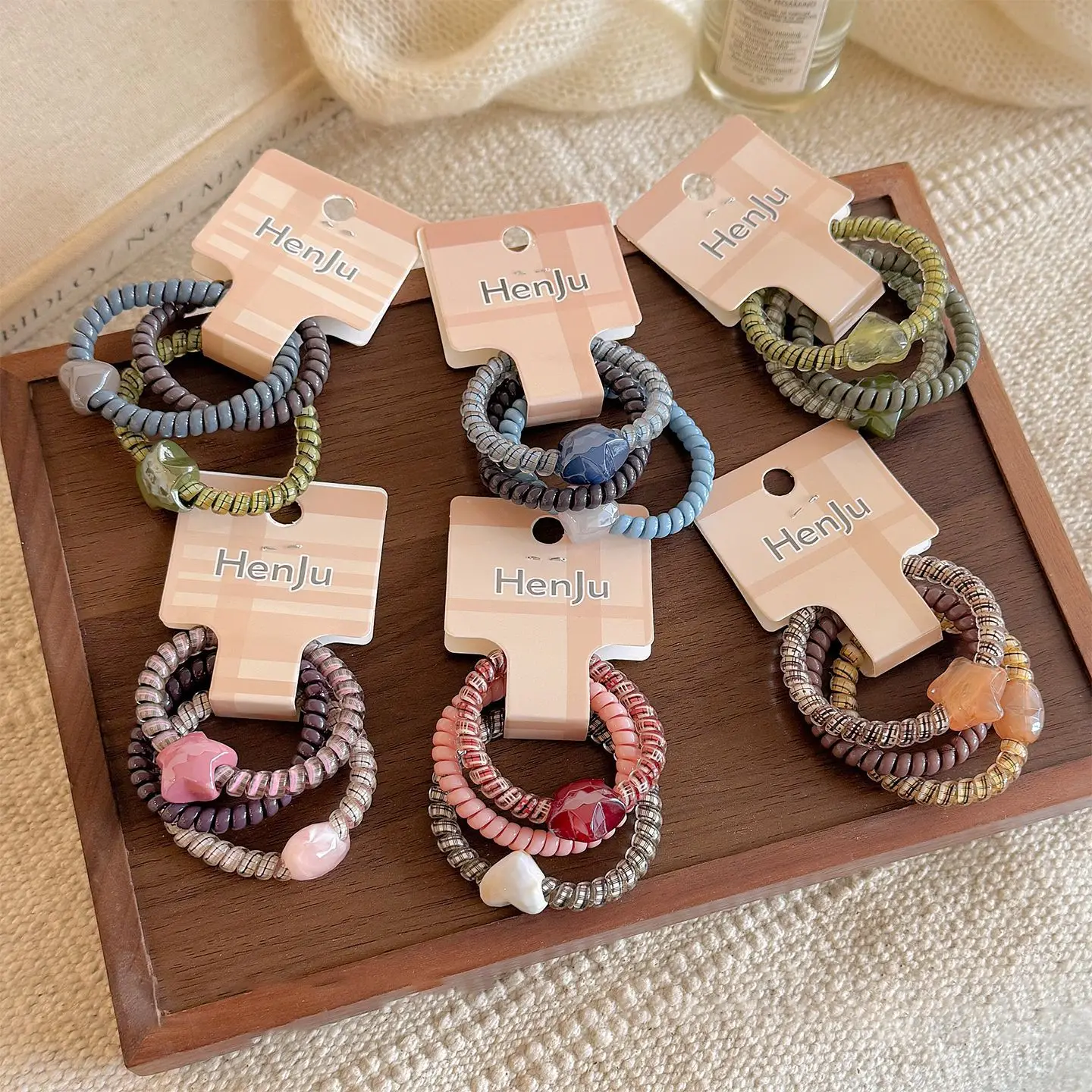 Korean Style Candy Color Star Phone Line Hairbands for Women High Elastic Hair Ties Ropes Durable Ponytail Holder Hair Accessory