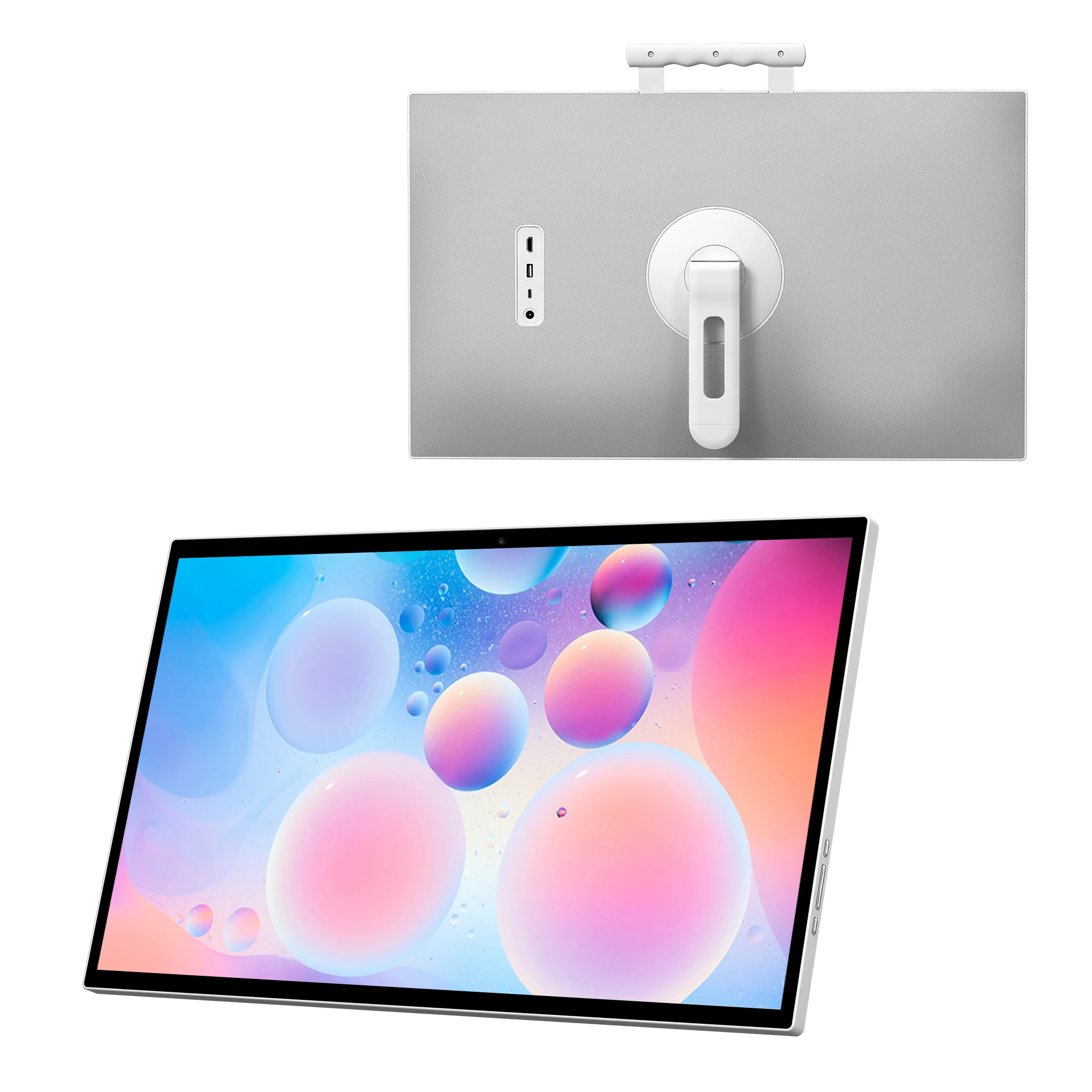 OFD 27 Inch Portable Smart TV with Android 15 LCD White Touch Screen 6GB+128GB 60Hz Wireless Full HD USB/USB-C