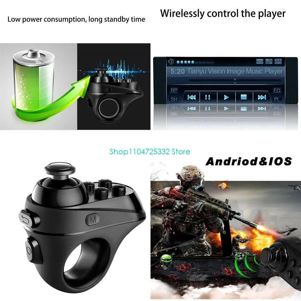 p5ea-ゲームコントローラーミニリング-互換充電式ワイヤレスリモートゲームコントローラージョイスティックゲームパッド電話用