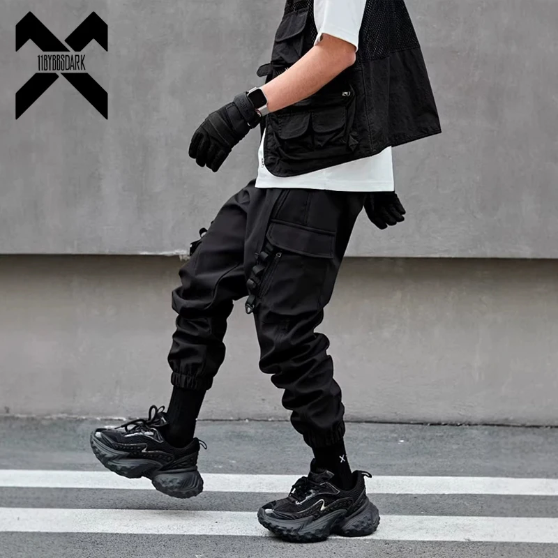 

Techwear Cargo Pants Men's Tactical Functional Joggers Pants Streetwear Multi-Pocket Harem Trousers Black Elastic Waist