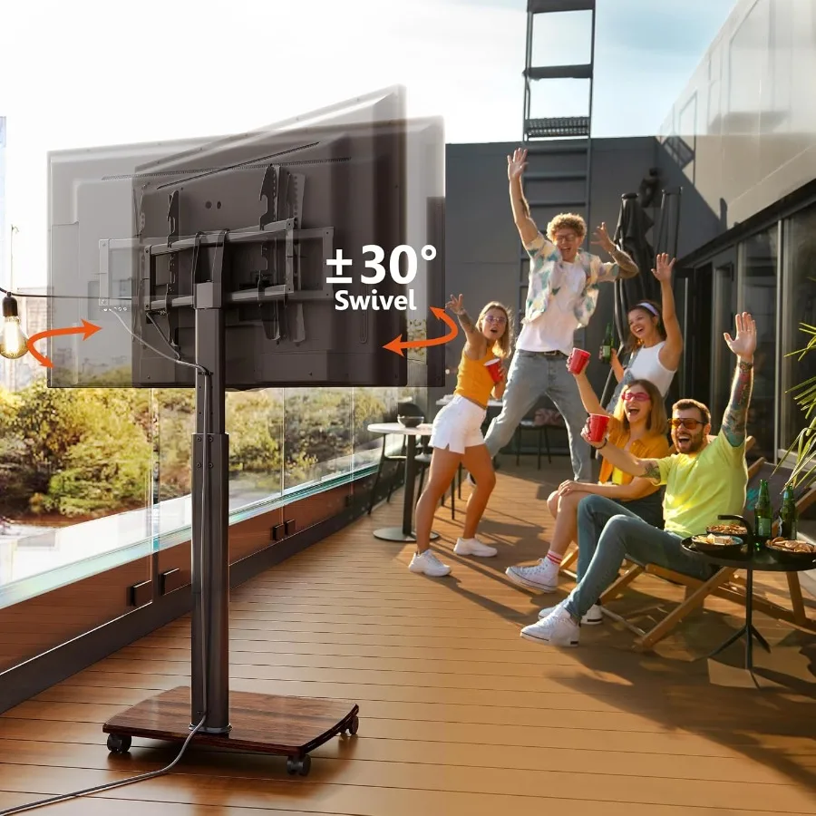 حامل تلفزيون متحرك لأجهزة التلفاز مقاس 32 إلى 65 70 بوصة عربة تلفزيون متنقلة محمولة على عجلات حامل أرضية عالمي طويل القامة مع حامل دوار مثالي
