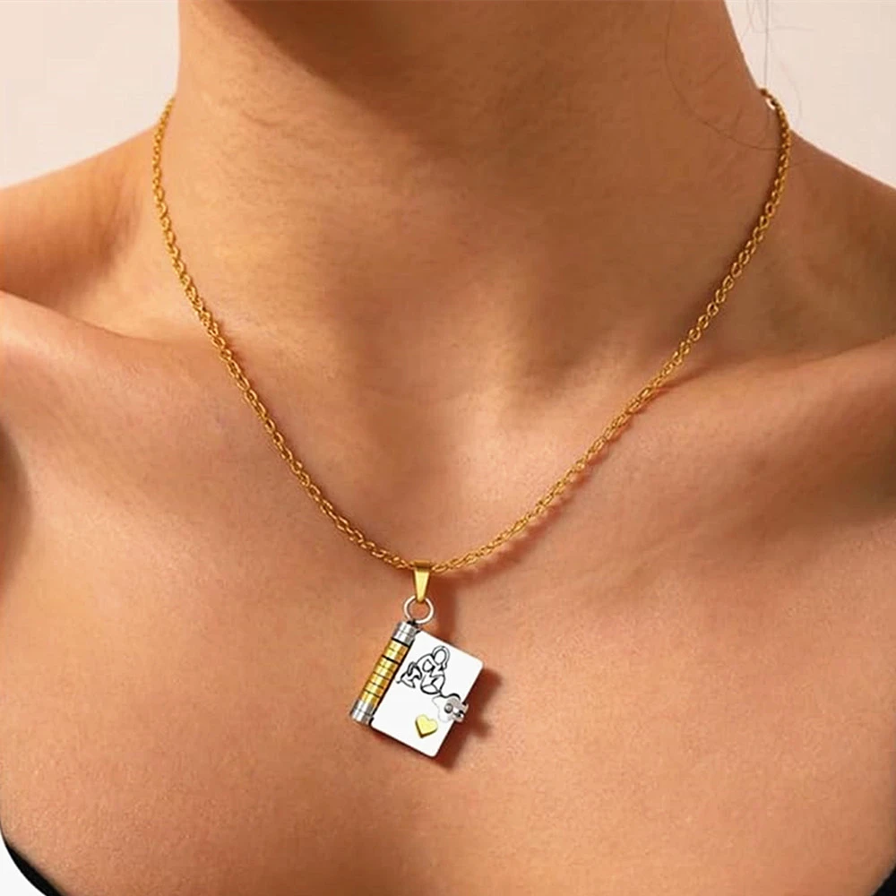 Collier espagnol pour petite-fille, pendentif livre ouvrable, fils et fille, bijoux significatifs, cadeau d'anniversaire, ras du cou