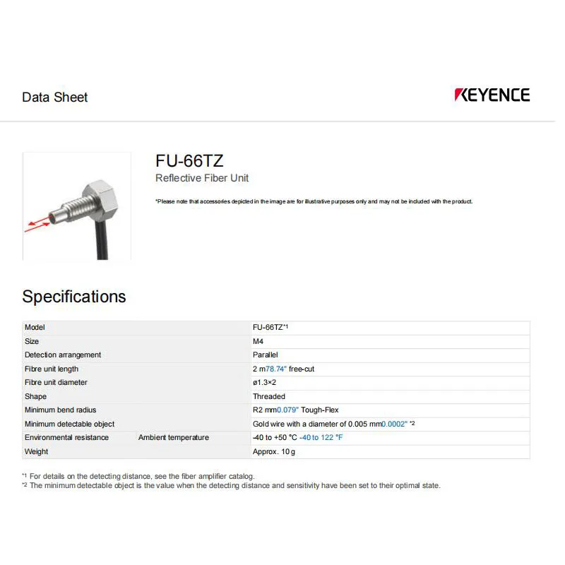 FU-66TZ Новый оригинальный оптоволоконный датчик диффузного отражения KEYENCE M4