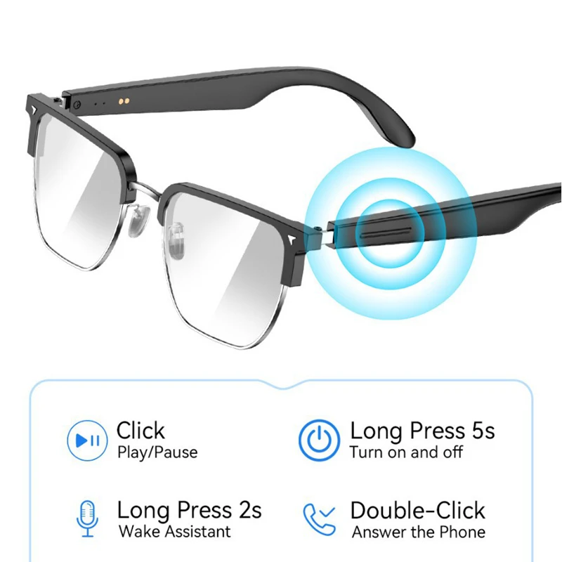 

3 IN 1 Smartglasses & Translator & Headset with Microphone Voice Assistant Bluetooth Call Camera Control Smart Bluetooth Glasses