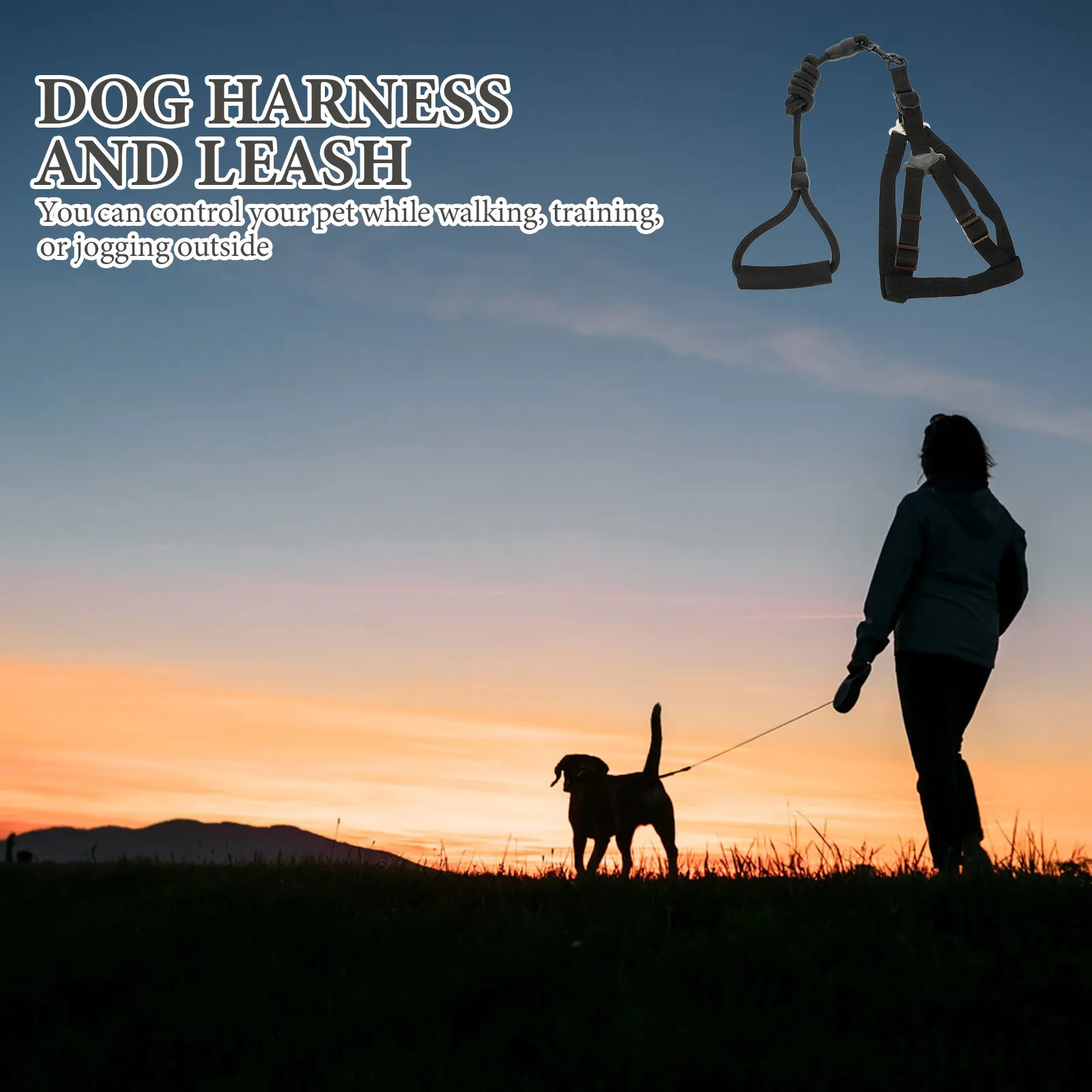 

Premium Dog Harness Leash Set Escape Proof For Large Breeds Adjustable Nylon Harness Durable Rope For Walking Training Jogging