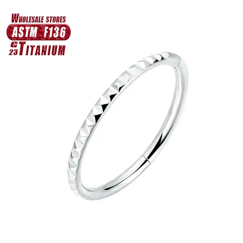 Titanium Septum Clicker Nose Ring with CZ Beads