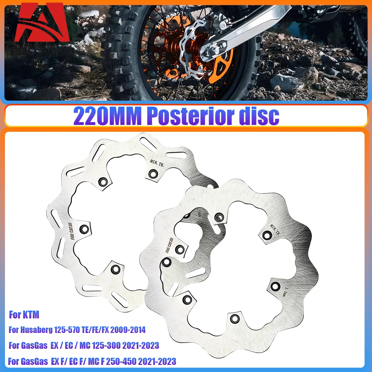 

Motorcycle 220MM Front Rear Brake Disc Rotor Set For KTM SX SXF EXC EXCF XC XCF XCW 125-500 1994-2021 2022 2023 Universal