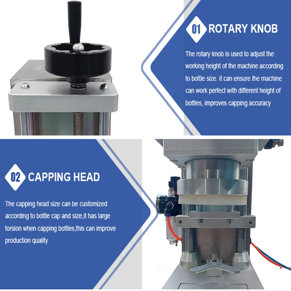 Semi-automatic Capping Machine with Adjusted Working Height High Capping Speed for Canned Food Bottles Jar Beverage Glass