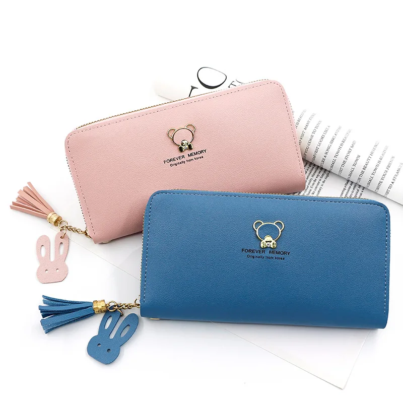 

New Ladies Wallet Long Zipper Bag Girly Heart PU Wallet Coin Purse Zipper Bag Card Pack