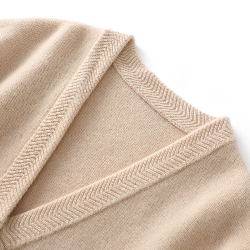2024 New Women\'s Thick Coat 100% Merino Wool Women\'s Winter Warm Knit V-neck Open Mountain Solid Color Korean Sweater Coat
