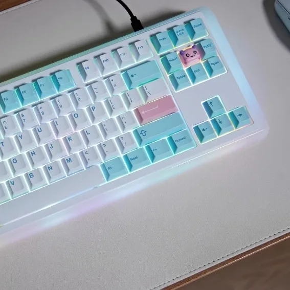 TX teclado Eo87 V3 personalizado kit de teclado, Caso de teclado totalmente transparente, Hot Swap, RGB, Injeção moldada, Mecânica