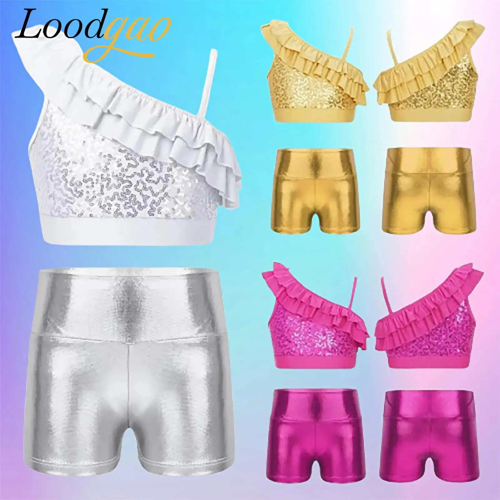 

Fashion Kids Hip Hop Clothes Outfit Children Jazz Dance Costumes Girls Sequin Streetwear Ballet Dance Dancewear Sets Streetwear