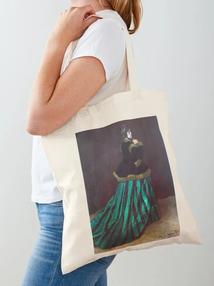 Claude Monet Camille Painting-The Woman in the Green Dress Tote Bag tote custom personalized custom