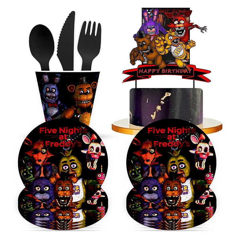 FNAF пять ночей у Фредди фото тема Хэллоуин Декор одноразовая искусственная посуда цифровой воздушный шар фоновая поставка