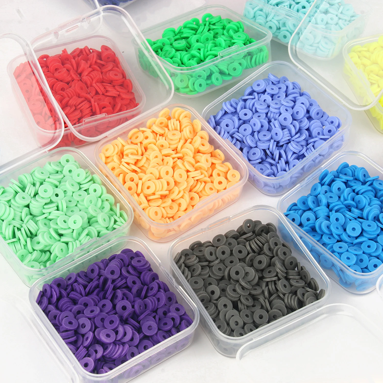 500pcs/box 6mm Chip Polymer Clay Bead Flat Round Disk Loose Spacer Beads For Jewelry Making DIY Boho Charms Bracelets Necklaces