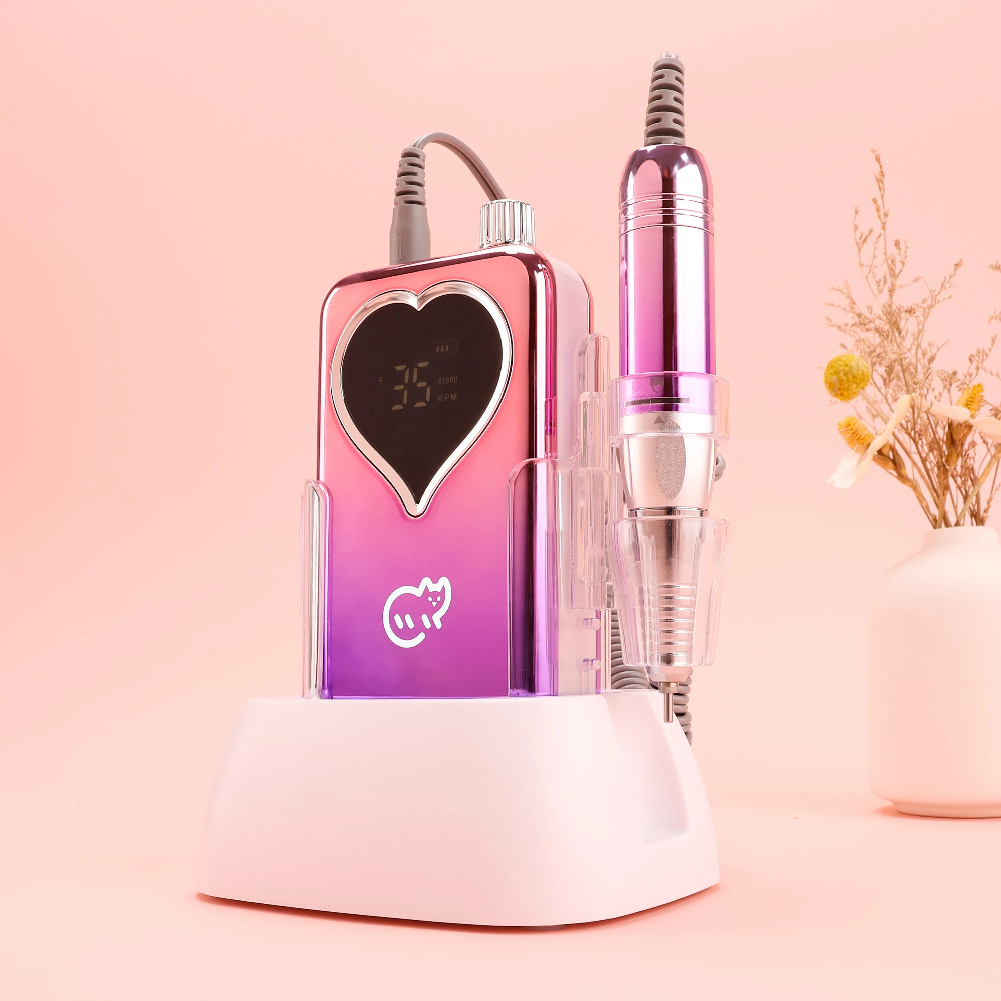 مثقاب أظافر مخصص منخفض الضوضاء قابل لإعادة الشحن لعام 2025 مع ملصق مدمج 35,000 دورة في الدقيقة ملف إلكتروني لاسلكي #3